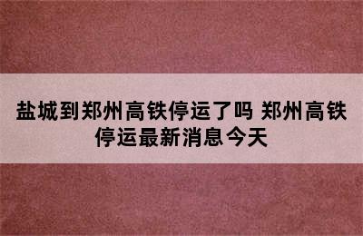 盐城到郑州高铁停运了吗 郑州高铁停运最新消息今天